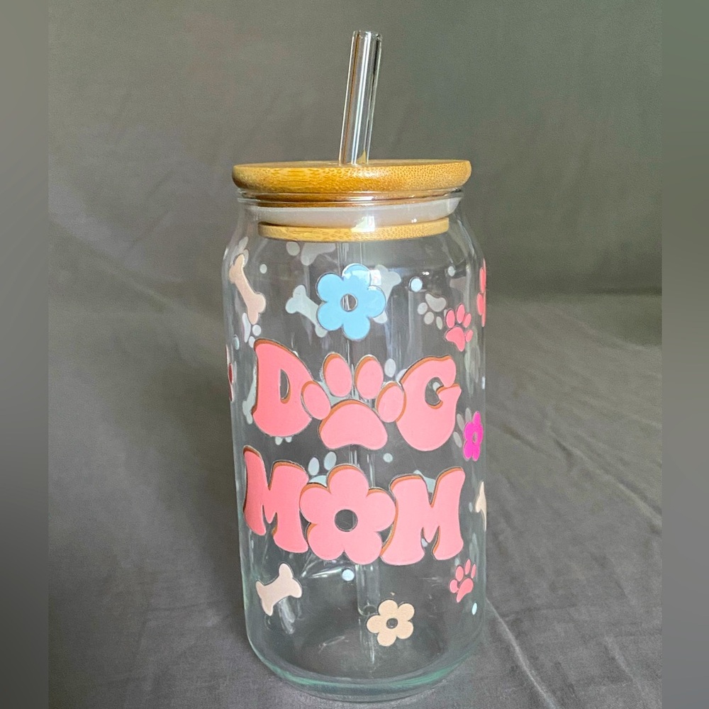 Dog Mom Custom Glass Tumbler